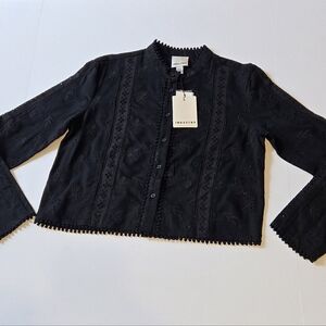 Industry Republic/Embroidered Black Eyelet Blouse/Size‎ XS